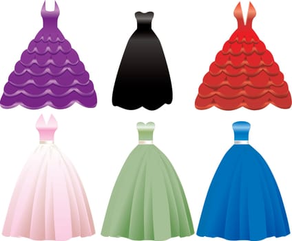 Vector Illustration of iFormal Gown Dress Icons. May also be used for Fashion, Banquets, Sweet Sixteen, Quinceanera, Wedding or Prom.