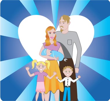 Happy Family of 5 showing love for each another.