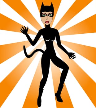 Halloween Cat Woman. Cat Woman Costume can be used for Halloween and/or party.