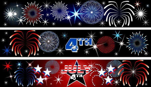 Vector Illustration for the 4th of July Independence Day Banners Background. Set of 3.