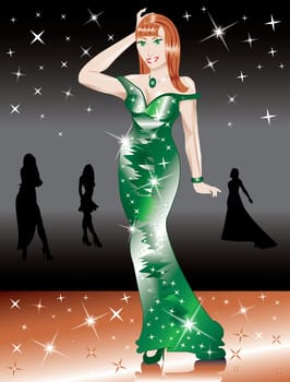 Formal Green Gown Woman, can be used for Christmas, St. Patrick&#039 s Day, Prom or anything.