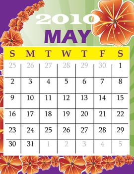 Vector Illustration of 2010 Calendar with a monthly, I have all 12 months designed seperately or all 12 months in a single design.