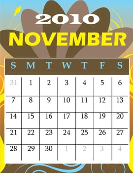 Vector Illustration of 2010 Calendar with a monthly, I have all 12 months designed seperately or all 12 months in a single design.