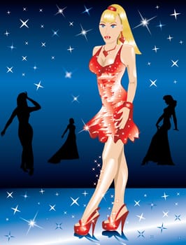 Formal Red Gown Woman, can be used for Christmas, Valentines Day, prom or anything.