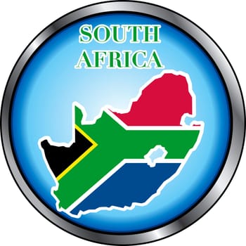 Vector Illustration for South Africa, Round Button. Used Didot font.