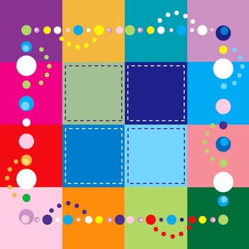 Vector Illustration of colorful squares. Patchwork, sewing, beading, party or crafting background.