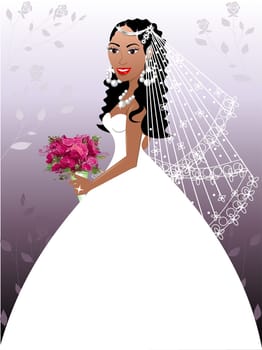 A beautiful biracial woman on her wedding day.