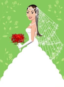 A beautiful brunette woman on her wedding day. Wedding Gown 5.