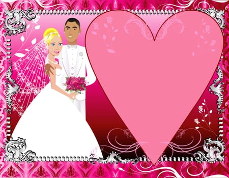 Vector Illustration. A beautiful bride and groom on their wedding day. Wedding Couple 6.