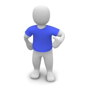 Man wearing blue t-shirt. 3d rendered illustration.