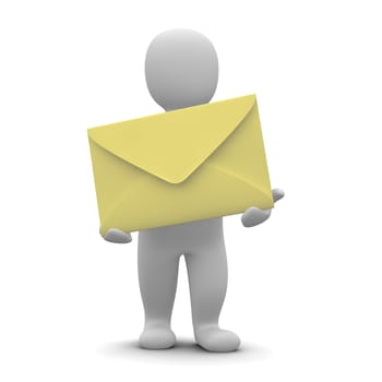 Man and big envelope. 3d rendered illustration.