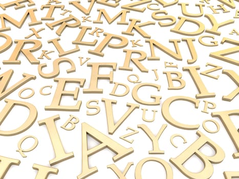 Golden letters background. 3d rendered illustration