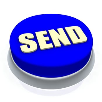 Send round button 3d. Isolated on white.
