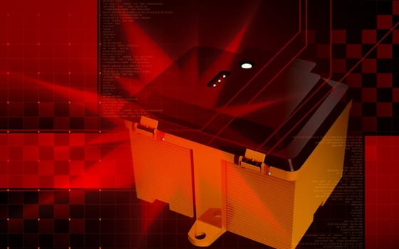Digital illustration of a Battery box in colour background