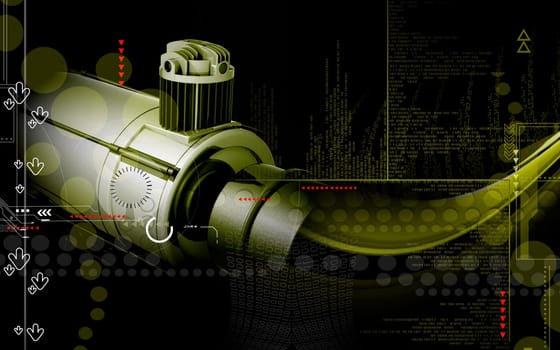 Digital illustration of air compressor in colour background
