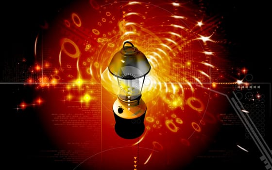 Digital illustration of a Rechargeable floured lantern in colour background