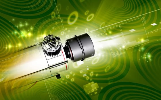 Digital illustration of air compressor in colour background