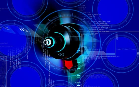 Digital illustration of impact wrench in colour background