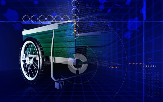 Digital illustration of garden cart in colour background