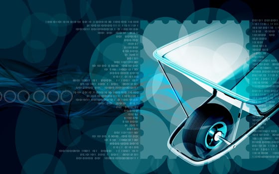 Digital illustration of metal tray wheel barrow in colour background