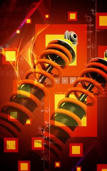 Digital illustration of Shock absorber in colour background