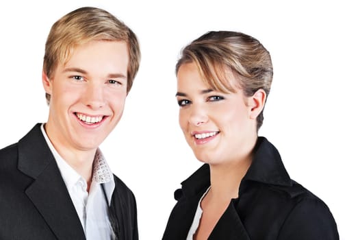 Smiling business people isolated on white background
