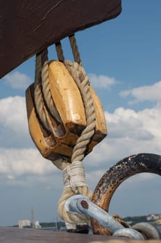 wooden holder of an old hanseatic sailing ship