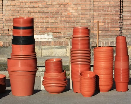 A lot of orange pots