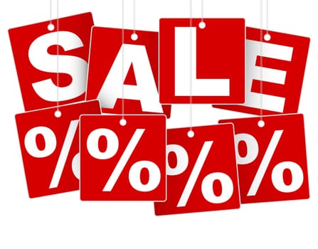 Sale Sign - White Save % on Red Background