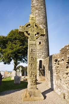 The Tall Cross (or the West Cross) at Monasterboice was built around the 9th century. At almost 7 meters high this is the tallest High Celtic Cross in Ireland. It is richly engraved with religious iconographics and biblical scenes.