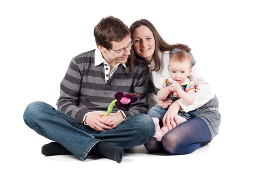 Shot of happy family isolated on white
