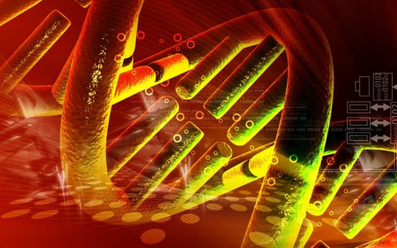 Digital illustration DNA structure in colour background