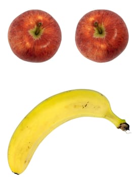 Unhappy Fruit Face - Apple,Banana