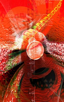 Digital illustration of blood cell in colour background