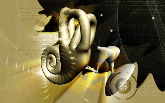 Digital illustration of ear in colour background