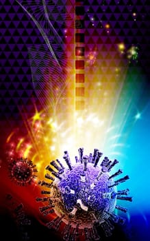 Digital illustration of avian virus in colour background
