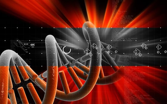 Digital illustration DNA structure in colour background