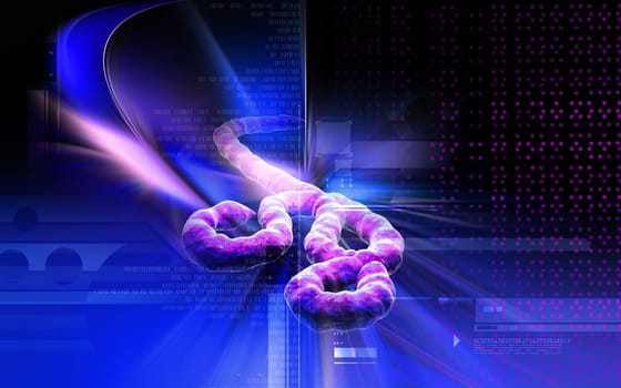 Digital illustration of Ebola virus in colour background