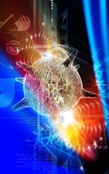 Digital illustration of herpes virus in colour background