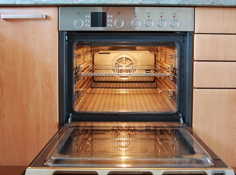 Empty open oven