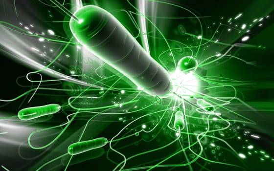 Digital illustration of cholera bacteria in colour background