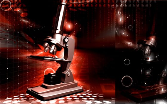 Digital illustration of microscope in colour background