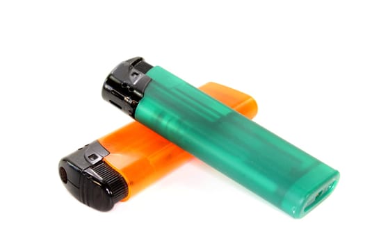 Two lighters against white background