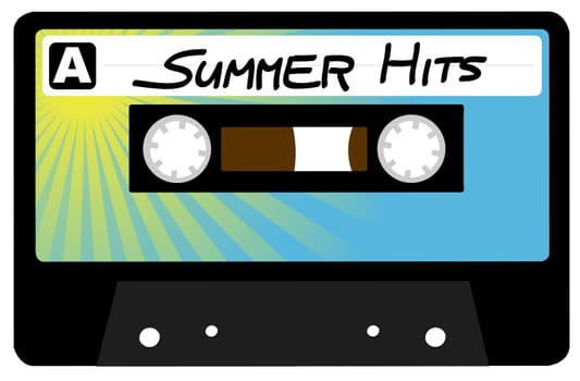 Summer Hits - Retro Audio Cassette Tape Isolated on White