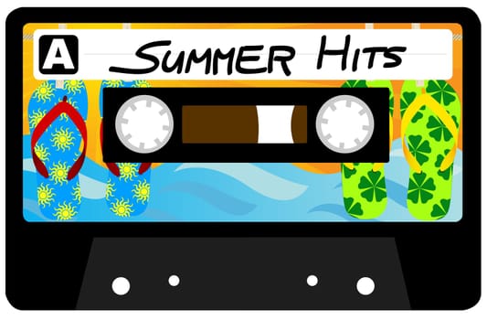 Summer Hits - Retro Audio Cassette Tape Isolated on White
