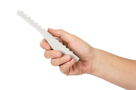 Remote Control and hand a over white background