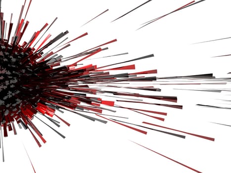 3d abstract explosion red black cube light effect
