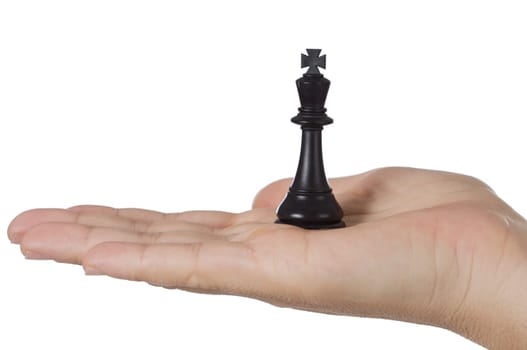 a photo of a chess piece a over white background