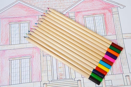 color pencils upon a drawing as a child