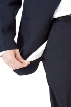 an empty pocket of a ruined executive